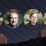En la imagen se muestran a cuatro investigadores: Gamen, Barbá, Morrell y Arias, autores del trabajo. Al fondo, una imagen de un observatorio astronómico.