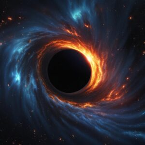 Imagen simulada de un agujero negro supermasivo originado en el universo temprano.